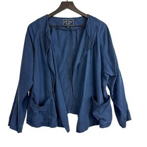 Lucky Brand Open Front Tencel Draped Jacket Navy Blue Womens - Size M